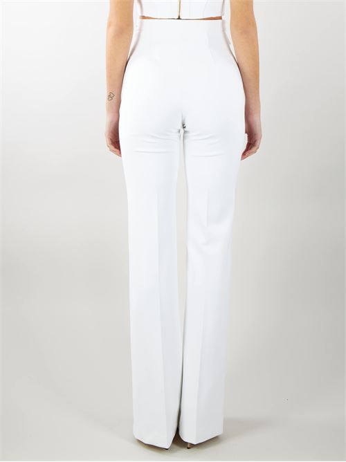 Palazzo trousers in stretch crêpe fabric with flaps Elisabetta Franchi ELISABETTA FRANCHI | Pants | PA02941E2360